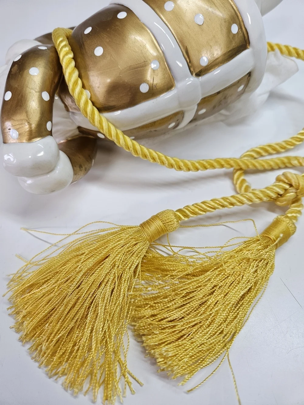 Department 56 Gold and White Porcelain Large Santa Claus Ornament Decor Tassel